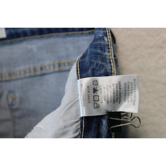 KanCan Los Angeles Skirt Women 5 / 26 Blue Distressed Denim Raw Hem Mini Casual - Picture 9 of 13